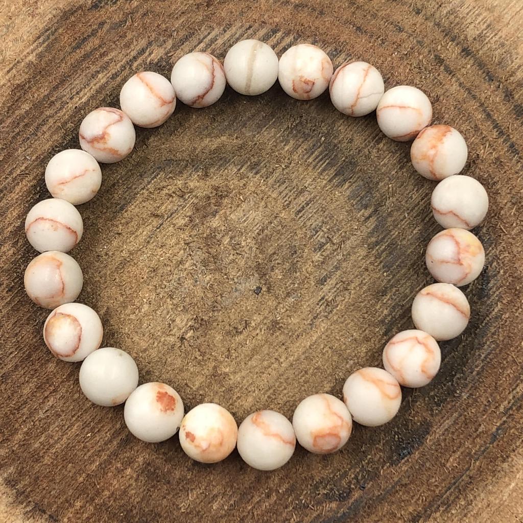 8mm Natural Red Web Jasper Gemstone Beads Bracelet 7.5" Handmade Stretch Bracelet Birthday Gift Gift For Men/Women RBB-2