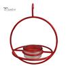 Clear Glass Bowl Bird Feeder Metal Hanging Hummingbird Feeders for Outdoors, with Red Garden Decor Lovers & Perch, Decorative Patio Deck Wild Feeding