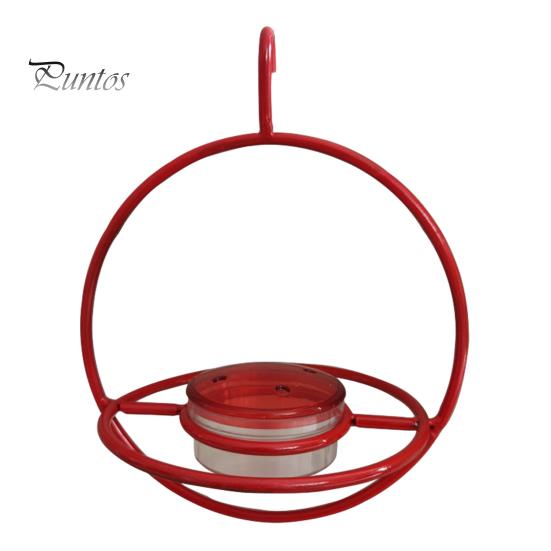 Clear Glass Bowl Bird Feeder Metal Hanging Hummingbird Feeders for Outdoors, with Red Garden Decor Lovers & Perch, Decorative Patio Deck Wild Feeding