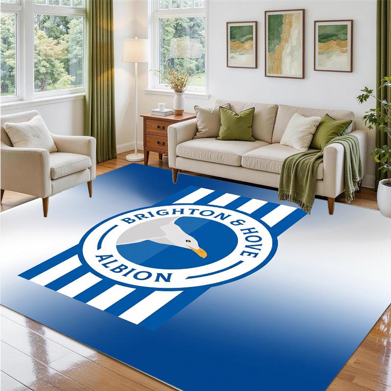 Brighton & Hove Albion Football Design Crystal Velvet Rug Soft Decorative Mat for Bedroom Entrance