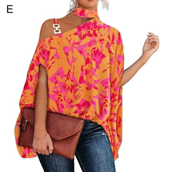 Chemisier d'automne couleurs riches ample Baggy une épaule haut pour femme femmes