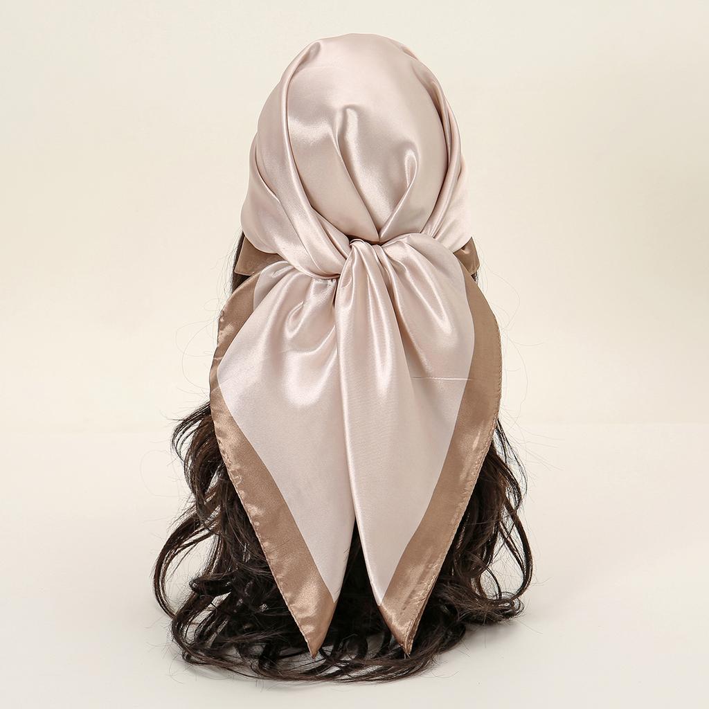 90*90cm Women Scarf Silk Feeling Hair Neck Square Brand Office Bandanna Muffler Waiter Flight Attendants Handkerchief Rings Wrap