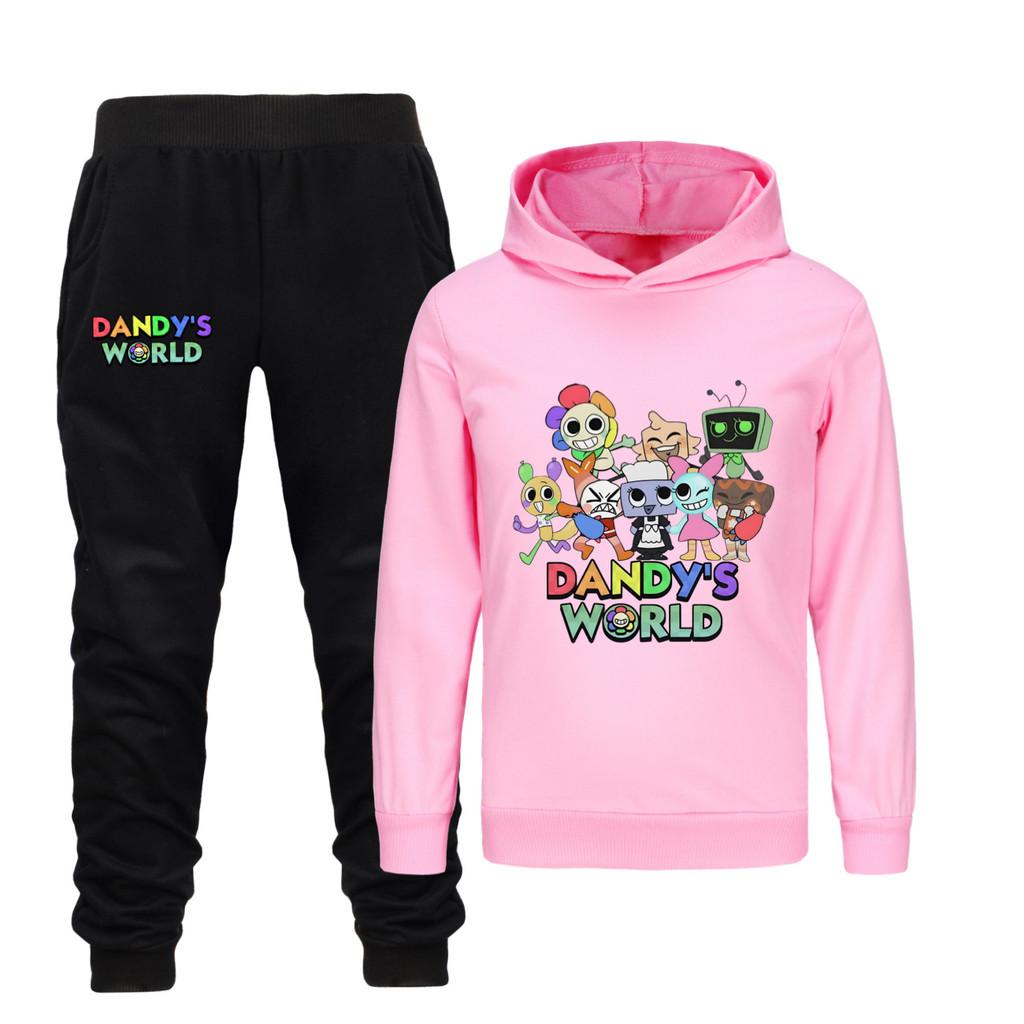 5407 Multi-color Kids Boys Girls Dandy World Printed Hoodies Trousers Clothes Set