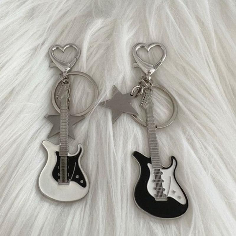 Handmade Love Keychain Sweet Romantic Pentagram Star Guitar Pendant Keychain Gift to his girlfriend Y2k Handbag Charm