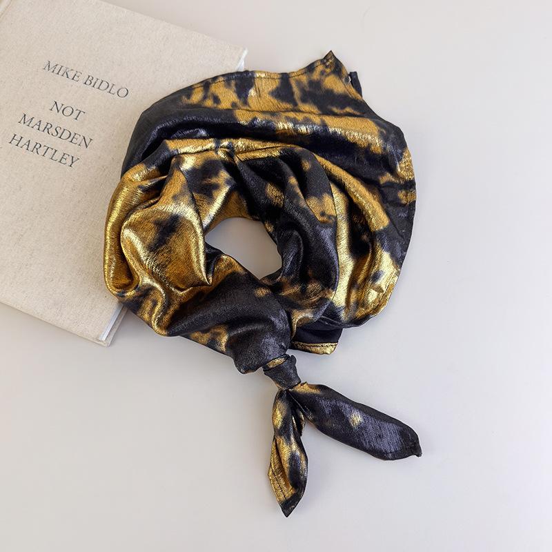 American Retro Hottie Silver Headscarf Female Sweet and Cool Personality Versatile Y2k Hip-hop Hip-hop Square Scarf