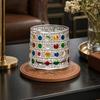 Rotating Whiskey Glass, Hand Painted Swivel Tumbler with 360-degree Spinning Base, Faux Crystal Liquor Glass Cup for Home Bar