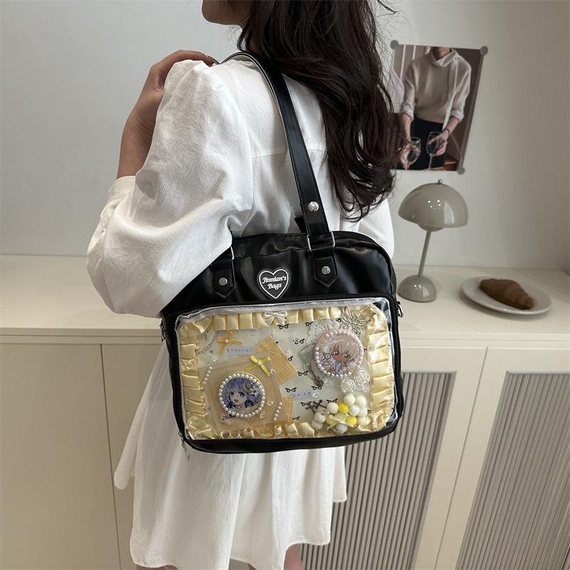 Soft Girl Transparent Ita Bag - Japanese Academy Style Crossbody with Pin Board for Dolls