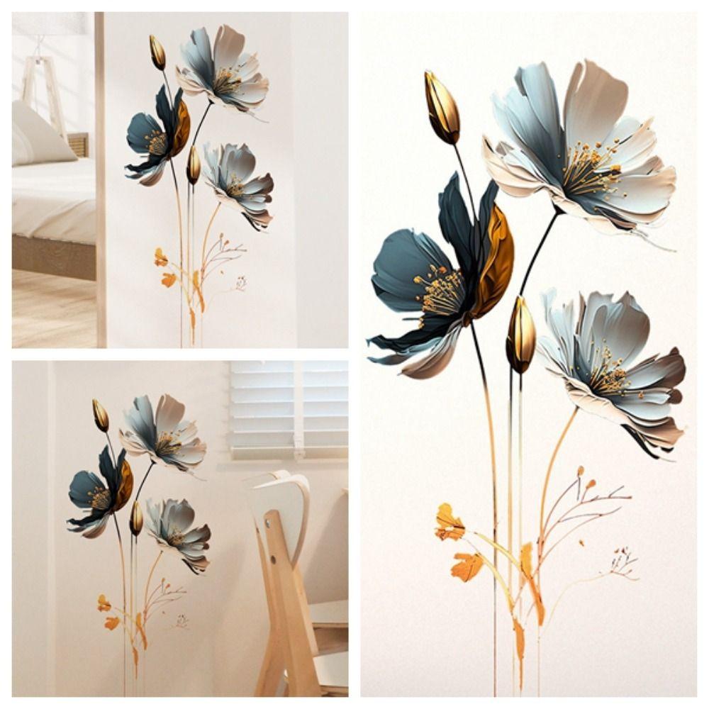 3D Lotus Background Decor Decals Retro Aesthetic Wallpaper Flower Wall Stickers  Bedroom