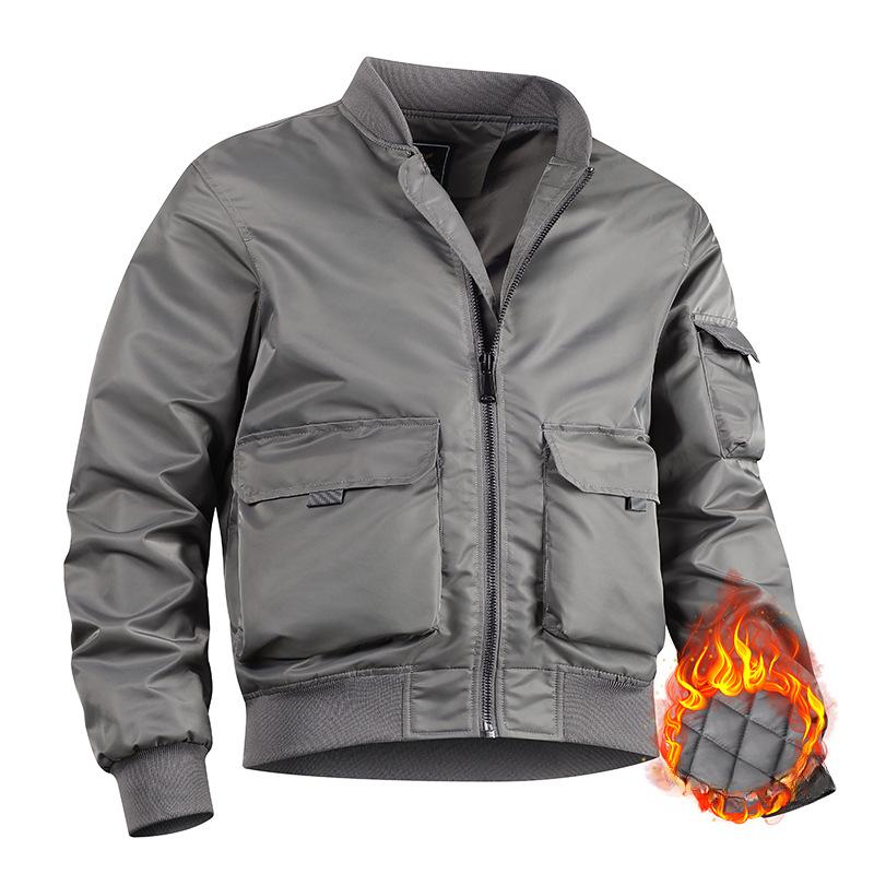 Autumn and Winter Flight Jacket Men's Multi-bag Work Baseball Uniform Tactical Jacket Tough Motorcycle Cotton Jacket Men