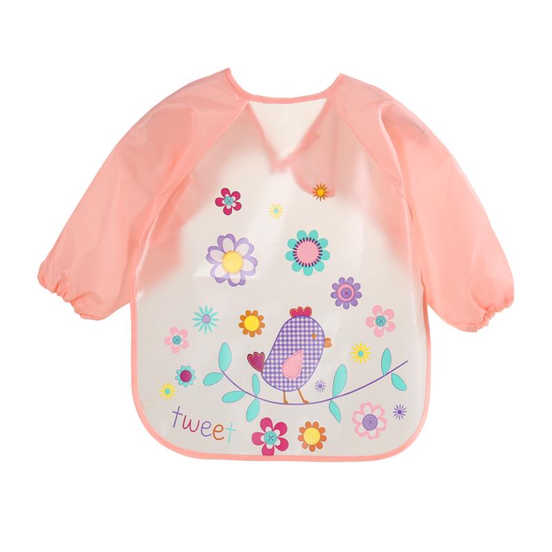 1PC Cartoon Waterproof Baby Long Sleeve Bib Apron Animal Feeding Bibs