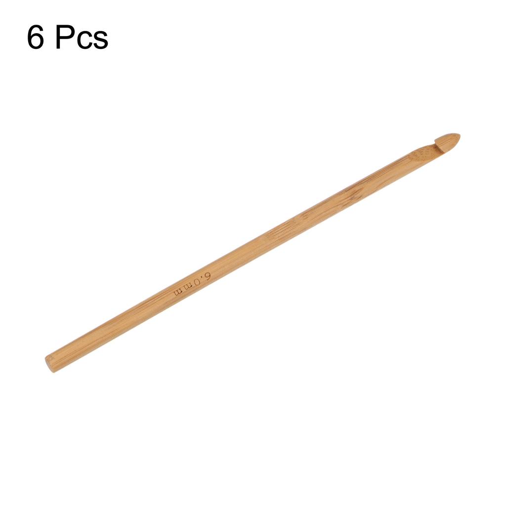 6pcs Wooden Bamboo Crochet Hook 3mm-10mm Knitting Crochet Needles for DIY Craft Yarn