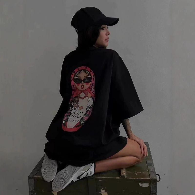 Fashion Style Fashion Print Loose Casual Short Sleeve Cotton T-shirt Loose Printed Cotton T-shirt