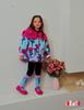 In Stock! BE23 Girls' Lamb Wool Reversible Set - Cozy Rose Flower Jacket for Autumn and Winter