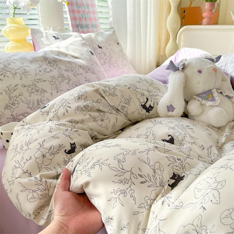 Class A Maternal And Infant Grade Washed Cotton Bed Four-Piece Set, Children'S Cartoon Bed Sheet Quilt Cover, Dormitory Single Quilt Cover 3Pcs Set