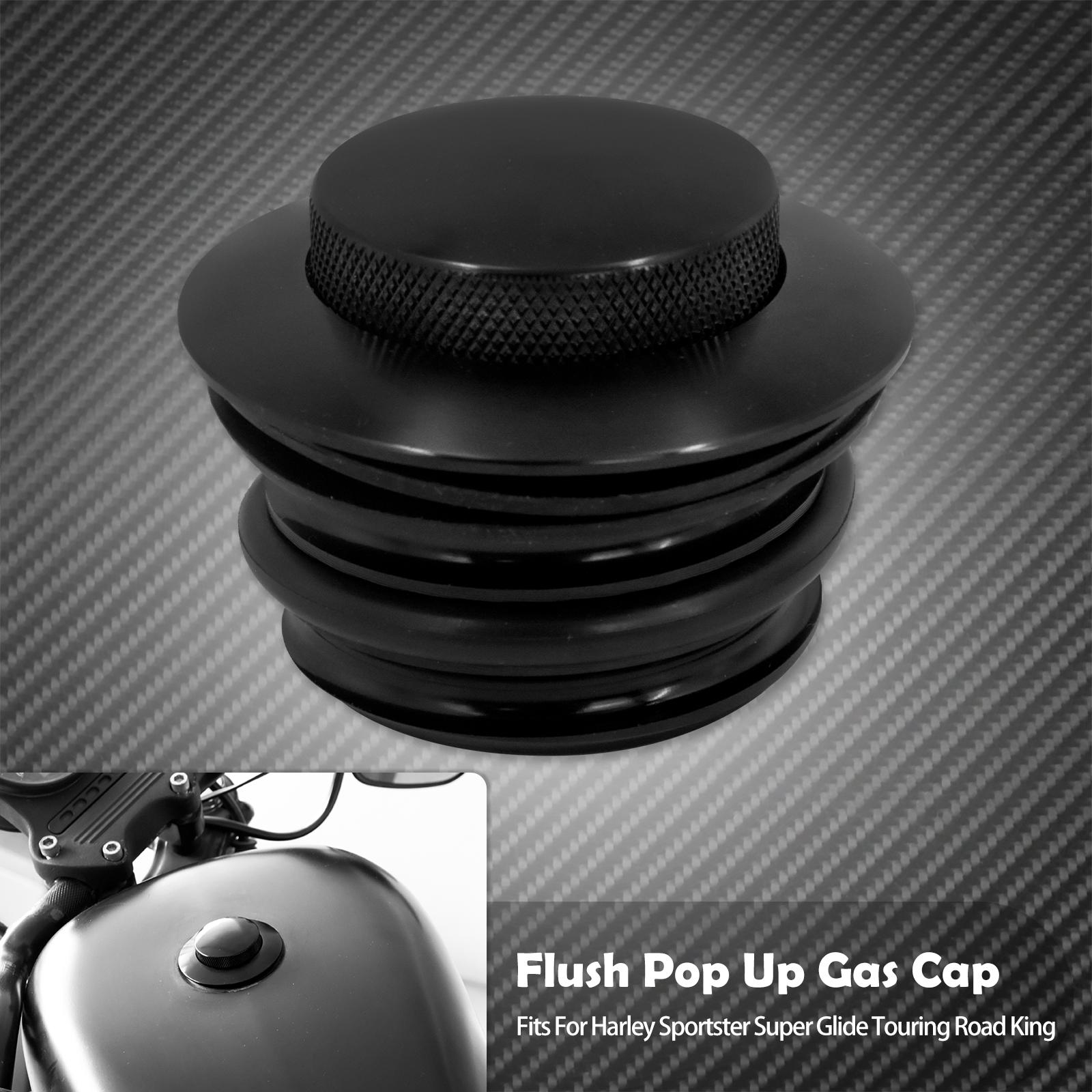 Motorcycle Pop Up Gas Cap Black/Chrome Fuel Oil Tank Cover For Harley Sportster XL 883 Touring Street Electra Glide Softail Dyna Black Gas Cap