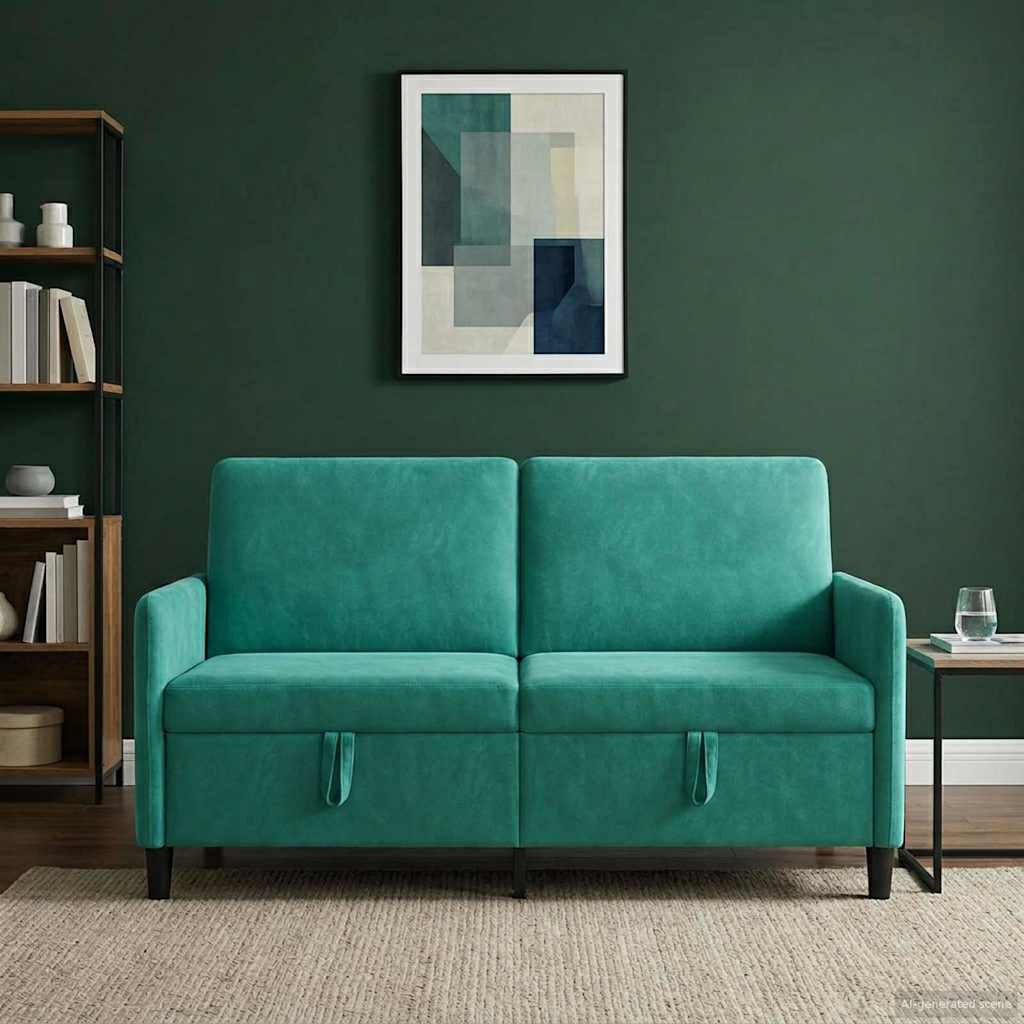 Turquoise Storage Sofa 152 X 78 X 87 Cm Polyester