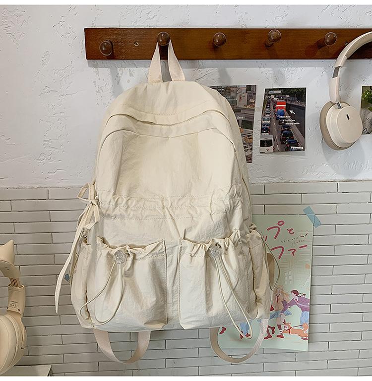 Schoolbag large capacity backpack solid color female junior high school student high school student schoolbag female college style small fresh casual