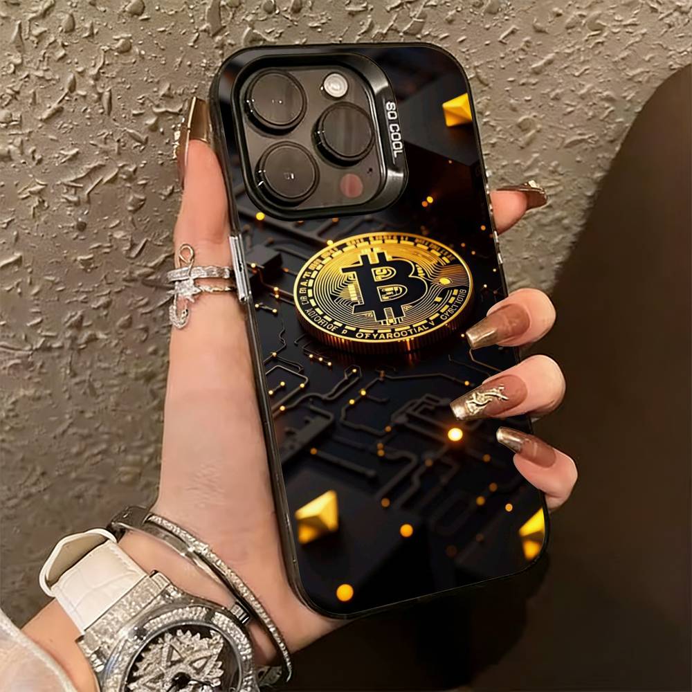 

B-Bitcoin Phone Case For iPhone 17,16,15,14,13,12,11 Plus,Pro Max,XS,Colorful Silver Phone case Funda Cover iPhone12PROMAX