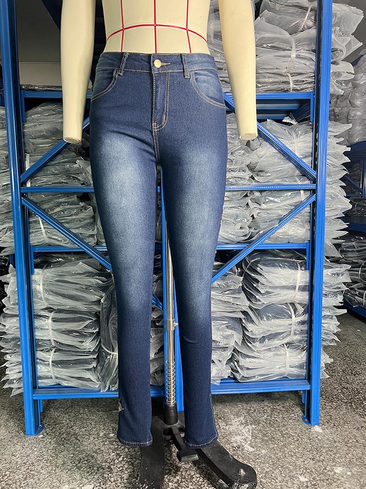 Women's Low-Waist Ripped Embroidered Jeans