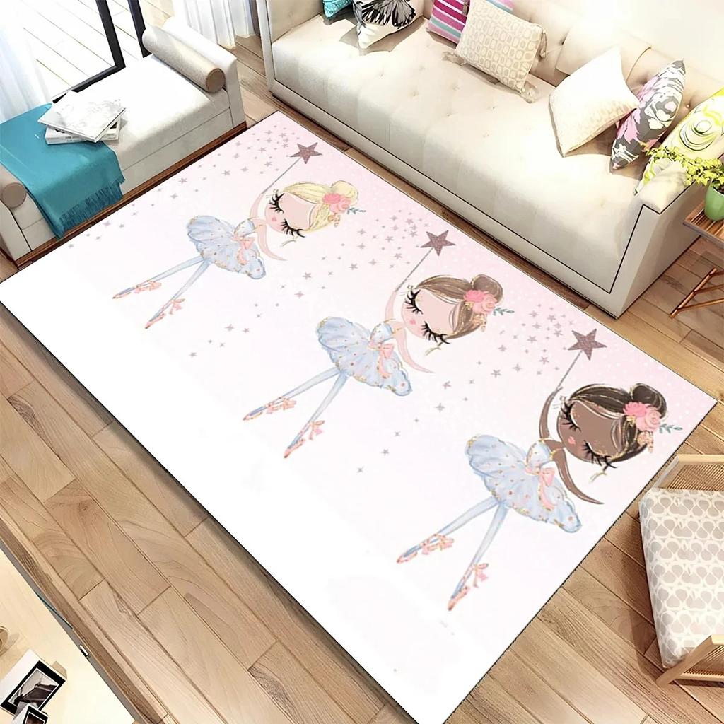 Ballet Dancer Girl Carpet for Living Room Decor Children Play Soft Rug Bedroom Lounge Nursery Sofa Floor Mat