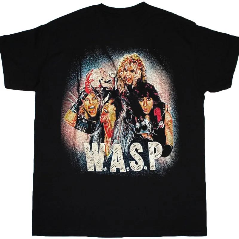 Vtg Wasp Band Short Sleeve Cotton Black Full Size Tee Shirt MM702 S разноцветный
