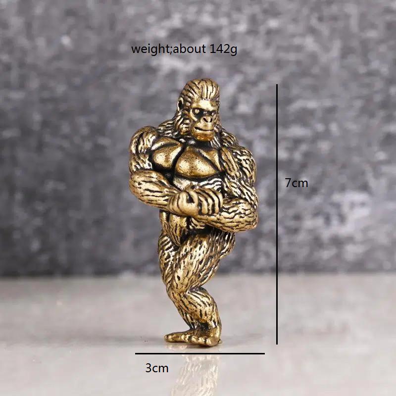 Важка Латунь Фітнес Горила Маленька Скульптура Прикраса для Під'їзду для Вітальні Тварина Орангутан Фігурки Настільні Прикраси Вироби