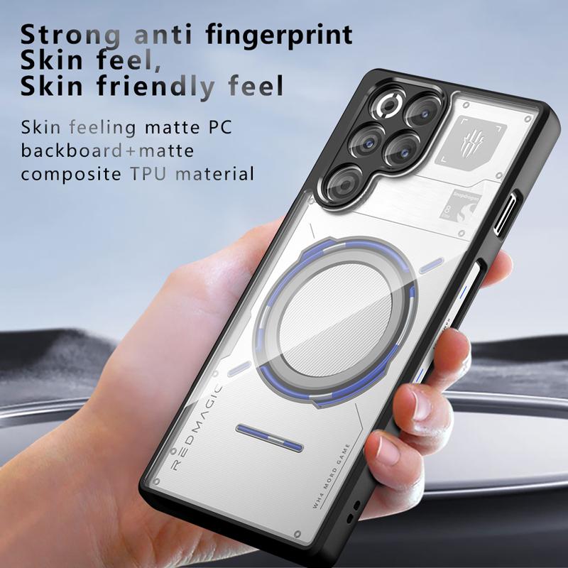 For ZTE Nubia Red Magic 11 Pro Plus Case Shockproof Frosted Skin Feel Matte PC+TPU Anti-fingerprint Transparent Cover