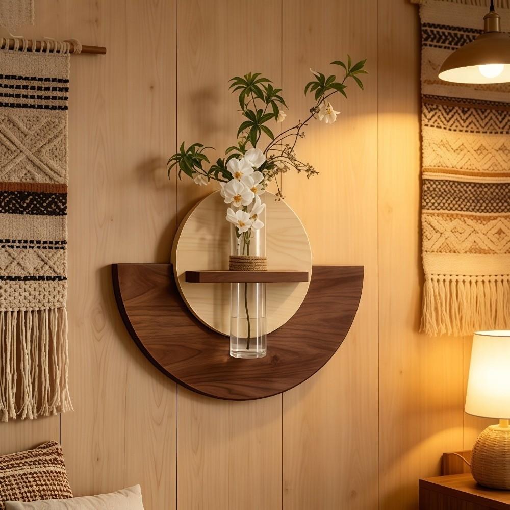 Space Saving Wood Wall Mount Flower Shelf Hydroponic Display Flower Stand Restaurant Decoration