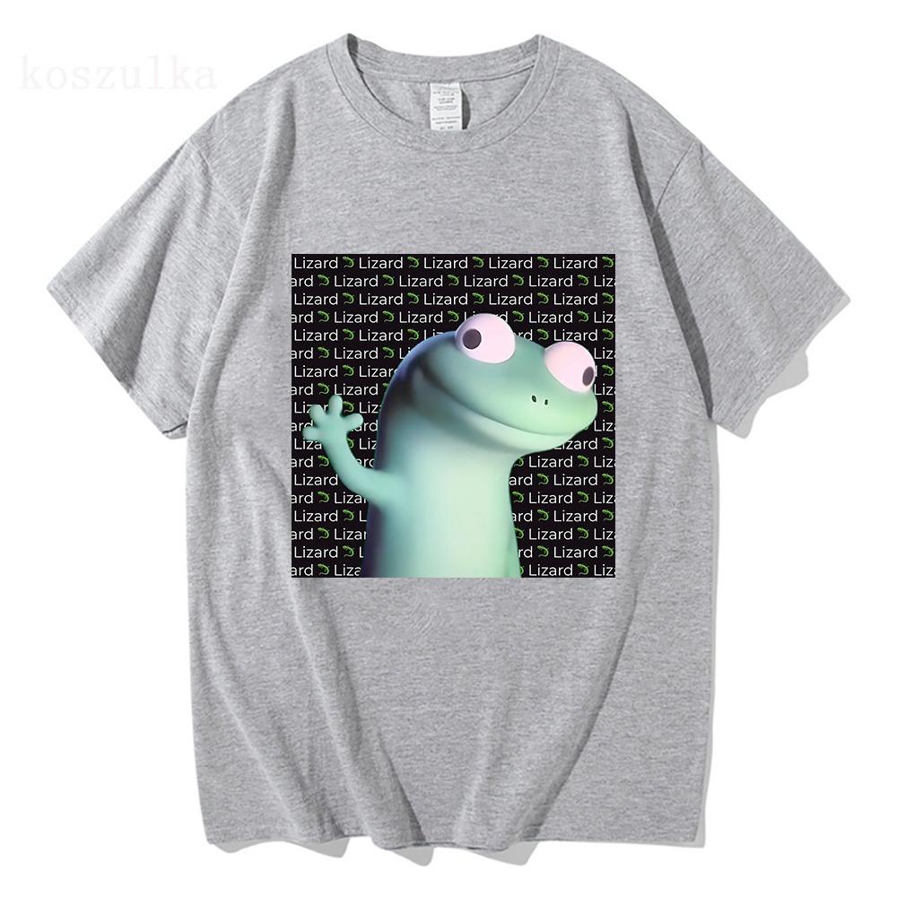 Fashion Lizard Meme Graphic T-shirts Summer Men's Women Clothing Casual Oversized Short Sleeve T Shirts Aesthetic Cotton T-shirt