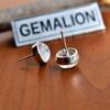 Genuine 925 Sterling Silver Round Moonstone Earrings Studs Gemstone Jewellery , Moonstone Studs ,  Cute Earrings , Bridesmaid Earrings