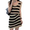 2025 Women's Striped Summer Sling Vest Dress - Slim Fit, Sleeveless Design