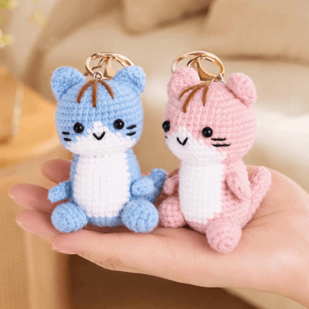 Soft Crochet Kitten Pendant Handmade Knitted Cat  Keychain Mini Kitten Keychain  Bag Charm