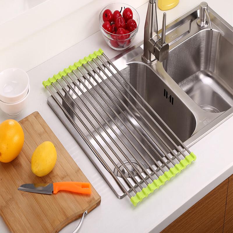 ZISIZ Foldable Roll-Up Kitchen Dish Drying Rack