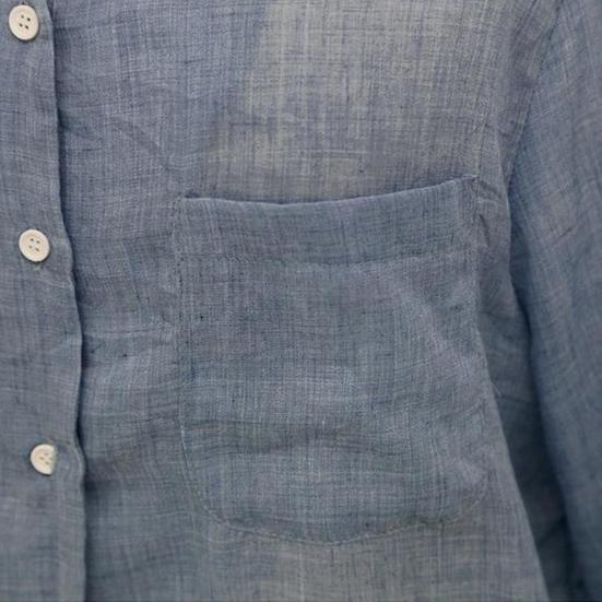 Patch Large Size Sleeve Pocket Shirt Tops Long Loose Fit Single-breasted Thin Casual Shirt Workwear