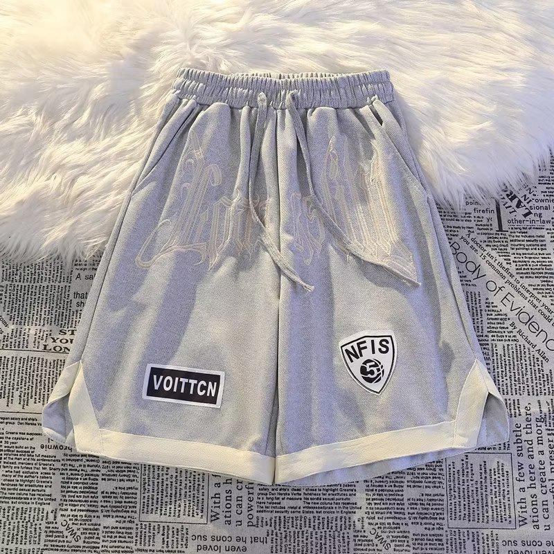 Men's Summer Hip-Hop Embroidered Basketball Shorts - Loose, Thin, Split Contrast Design