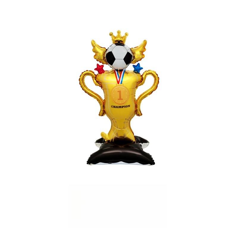 4D Standing Football & Rugby Balloons, Trophy Soccer Balloon Pile, Ideal for Birthday Party Decorations, Sports Theme Party Supplies & Gifts