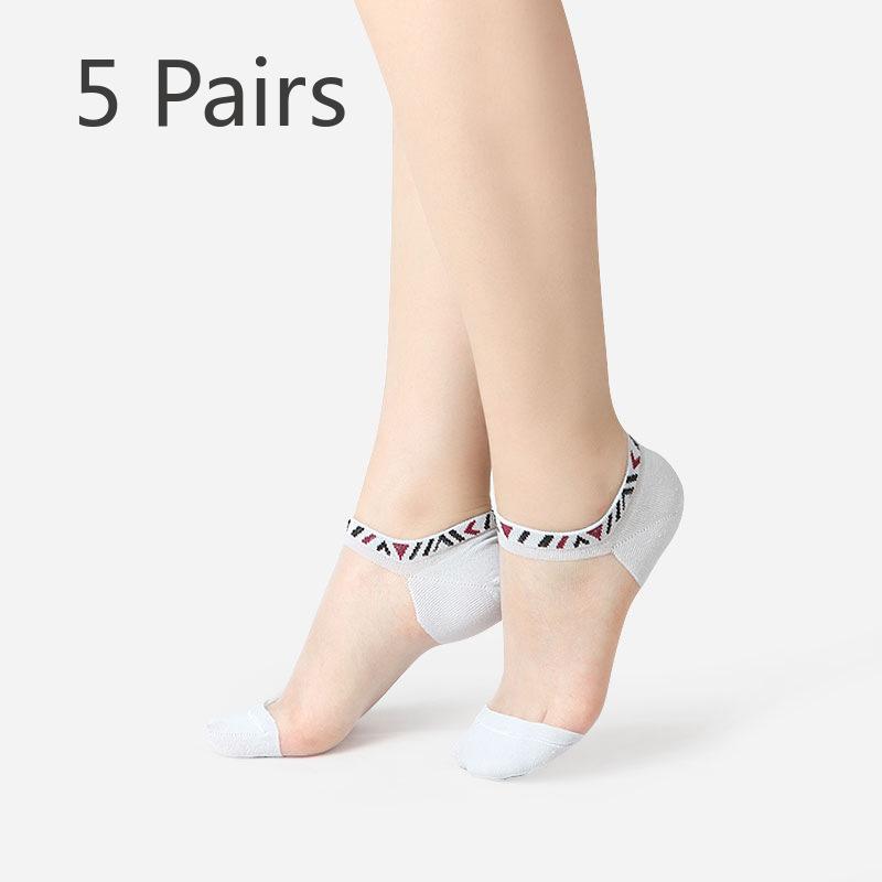 

5 пар женских весенне-летних прозрачных хрустальных носков до щиколотки 5 Pairs серый