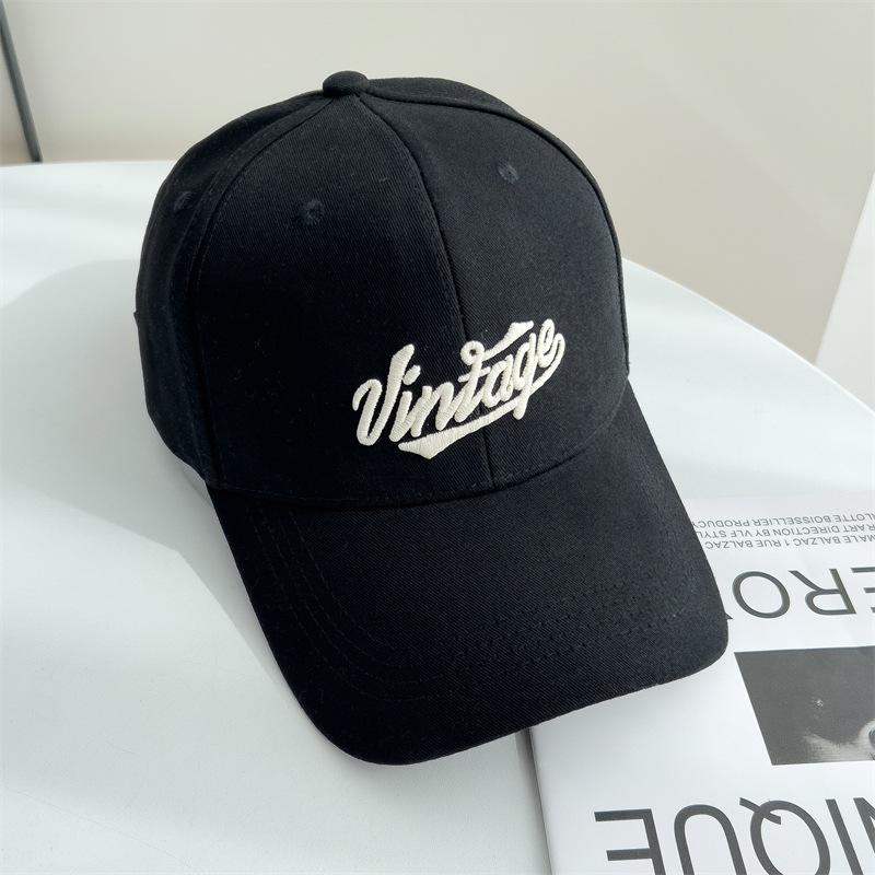 Baseball Hat for Women's Trendy and Versatile Wide Brim Showing Face Small Sun Protection Baseball Cap Korean Version Letter Embroidery