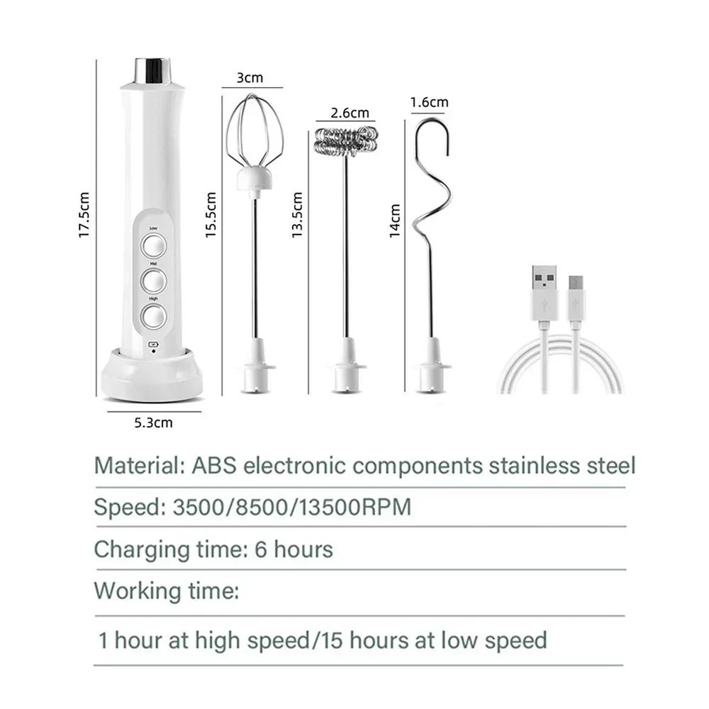 USB Electric Milk Frother Handheld Blender Whisk Mixer Wireless Egg Beater Foamer Kitchen Tools for Coffee Cooking Baking Mixing
