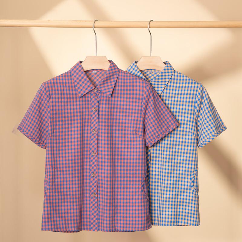 Women's Summer Loose Plaid Short Sleeve Shirt