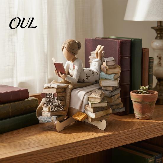 Fine Craftsmanship Decorative Items Wooden Reading Desktop Ornaments for Home Office Decor, Minimalist Figurine, Fashionable Small Creative Art Craft