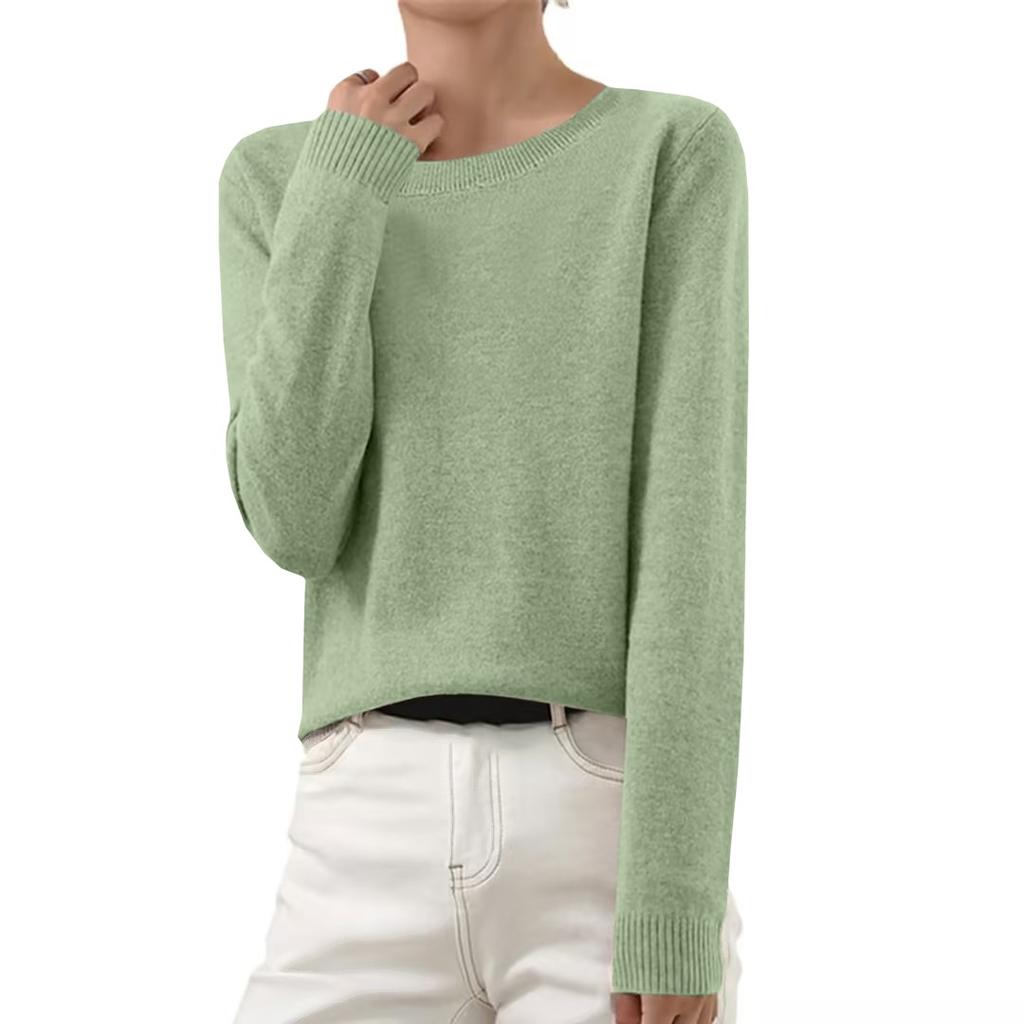 Women's And Winter Fashion Long-sleeved Basic -neck Loose Pullover Sweater Top