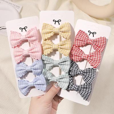 4 Stück/Set Bonbonfarben Mini 2,5" Süße Schleifen Haarspangen für Baby Mädchen Reizende Karomuster Haarnadeln Haarspangen Kopfschmuck Haarschmuck