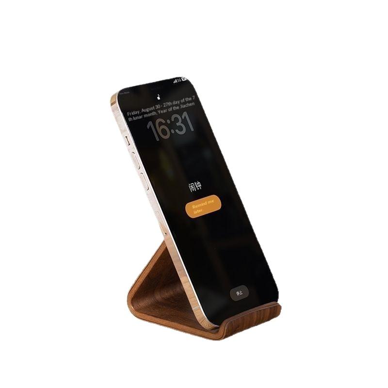 Creative Home Office Desktop Decor Walnut Wood Phone Holder Stand Multifunctional Wood Front Desk Business Card Display Rack