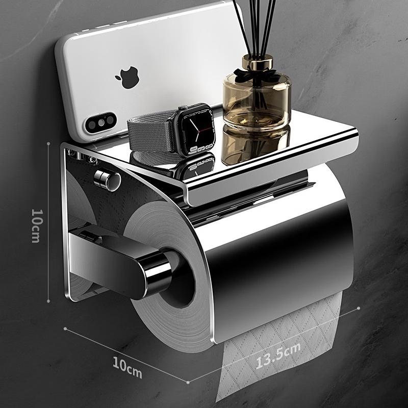 LISM Stainless Steel Bathroom Toilet Paper Holder with Phone Shelf