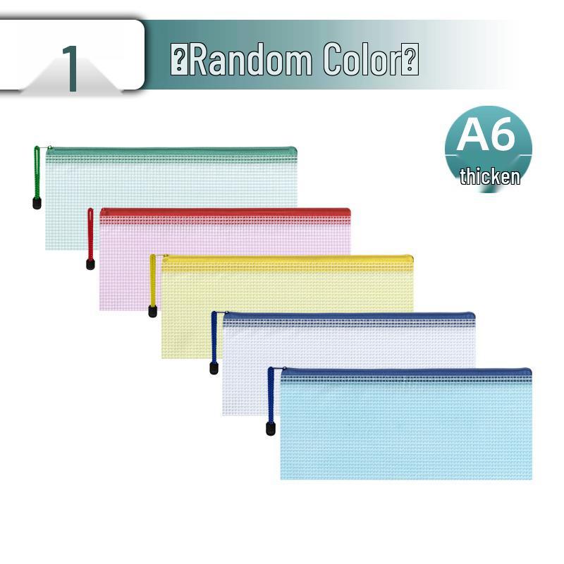 A4 Transparent Document Mesh Zipper Bag for Students and Office Supplies