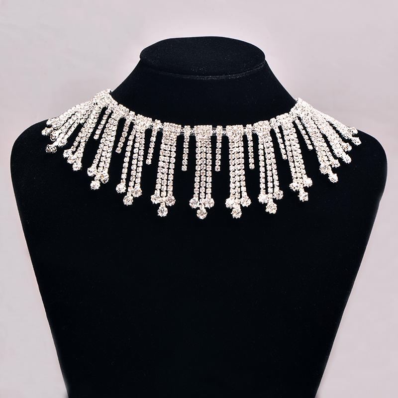 Fashion Clear Glass Rhinestone Trim Tassel Fringe Metal Strass Cup Chain Ribbon Crystal Applique Banding for Clothing Crafts