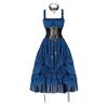 Gotische Jurk en Ketting Set voor Dames voor Halloweenfeest, Corsetriem Niet Inbegrepen