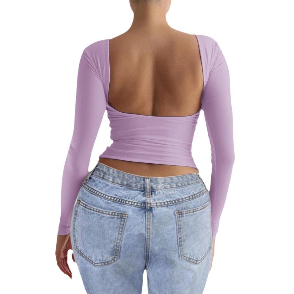New Daily Fitness Commuting Sexy Slim Fit Y2k Base Shirt Women'S Casual Loose Long Sleeved T-Shirt Top