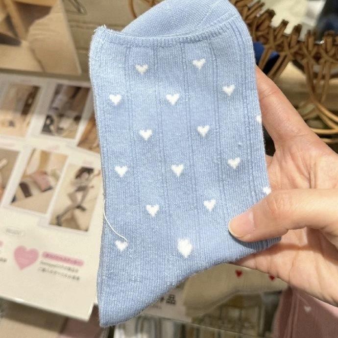 Cute Little Heart Short Tube Socks for Girls Fashionable and Trendy Retro and Simple Small and Fresh Versatile Cotton Socks New One Size